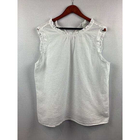 J.Crew White Ruffled Sleeveless Top Womens L - Picture 1 of 6